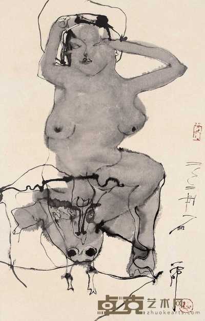 石虎 牧牛图 镜心 43×68cm